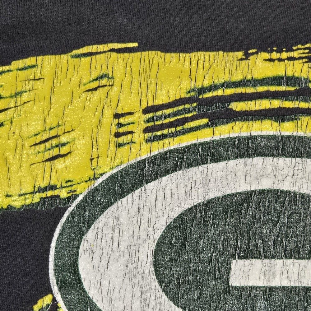 Vintage 90s Green Bay Packers Zubaz T Shirt Mens L USA Made NFL Distressed - Picture 7 of 11